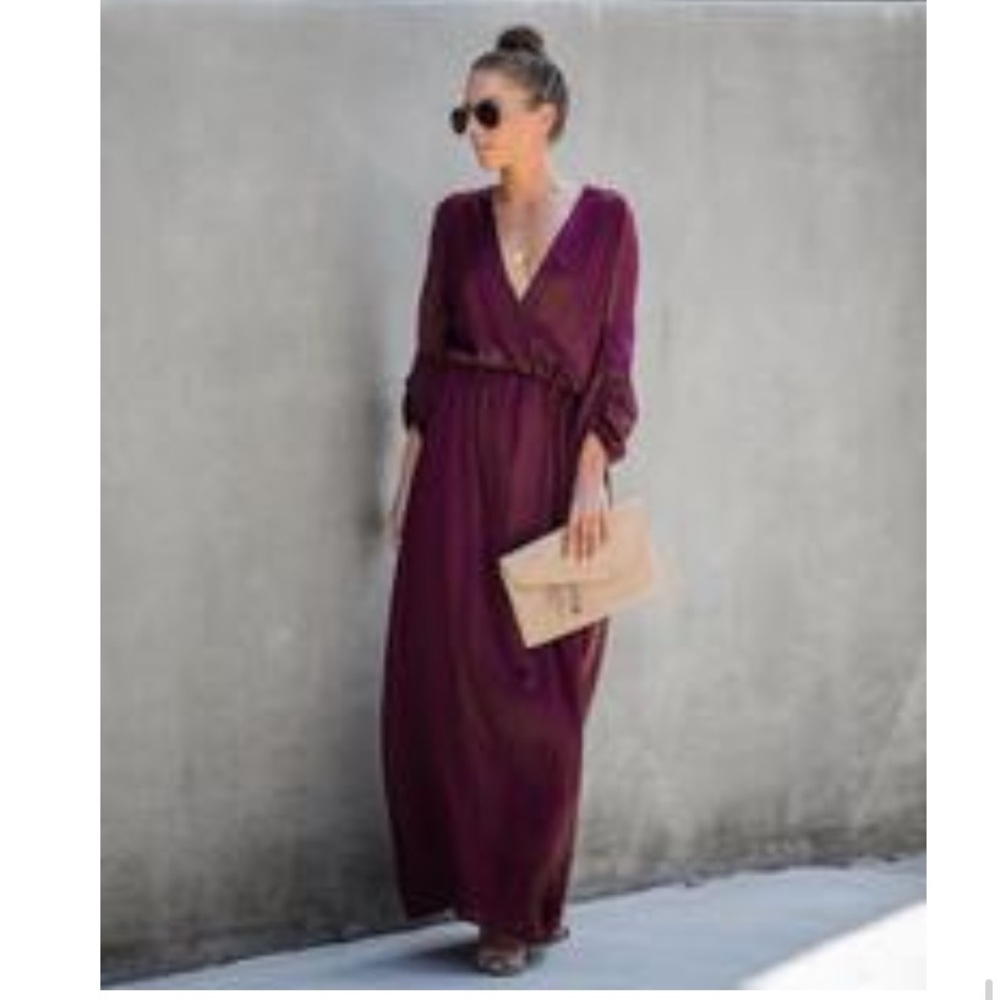 Vici wine maxi dress